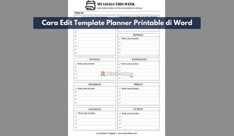 Cara Edit Template Planner Printable di Word