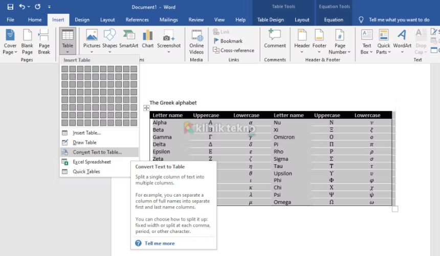 Convert Text to Table