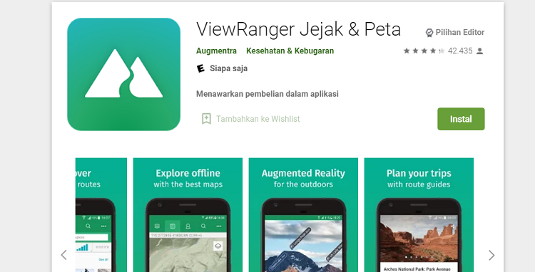 ViewRanger aplikasi pendaki