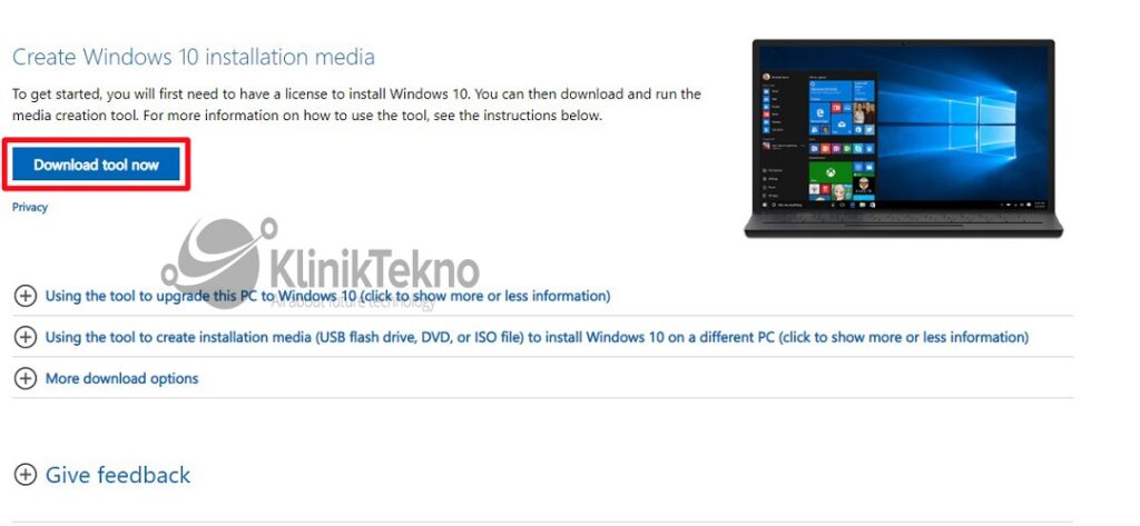 media creation tool to download windows 10