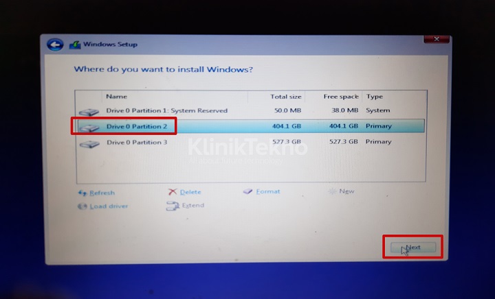 Pilih Temapt Penyimpanan Installasi Windows 10