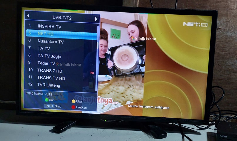 Hasil tayangan siaran digital STB di TV Led HDMI